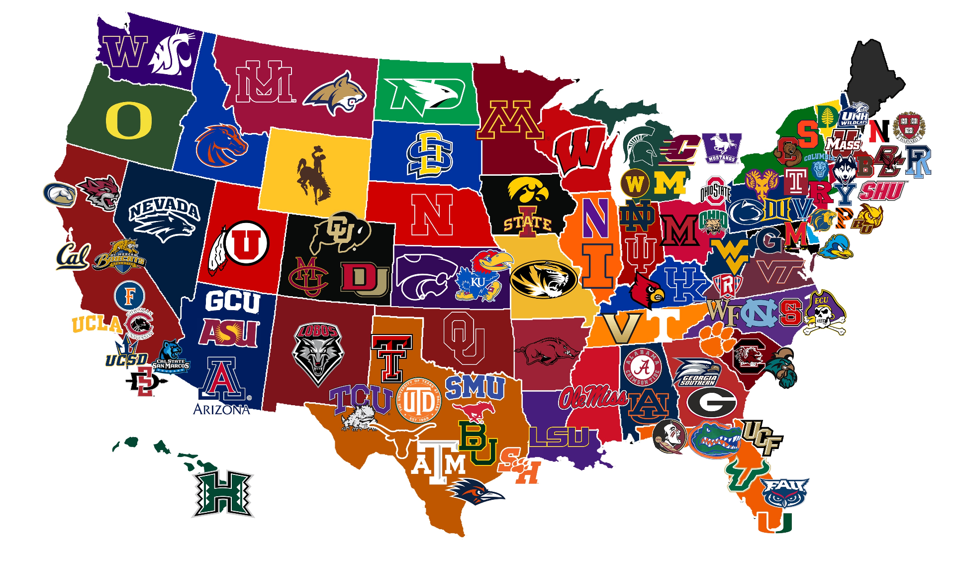 US Map showing university partners with college logos